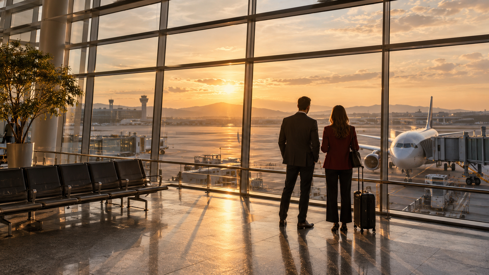 Travel professionals at an airport terminal